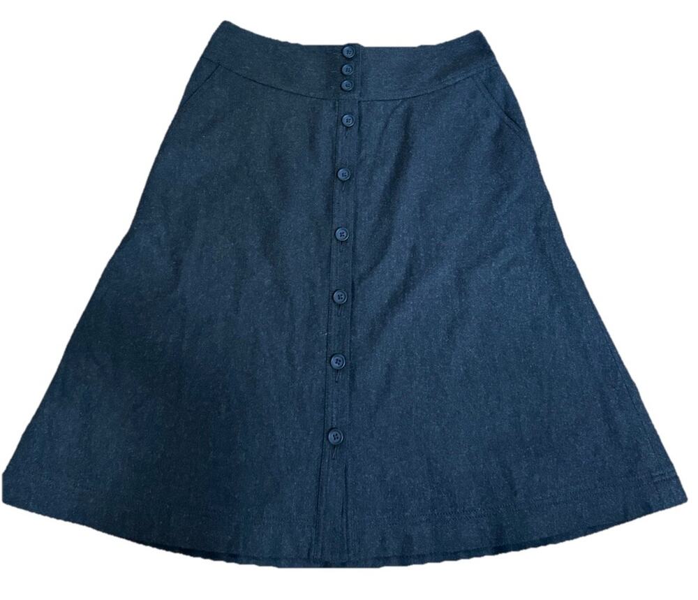 BANANA REPUBLIC Women’s Lined Wool Blend Charcoal Midi Button Down Skirt Size 6